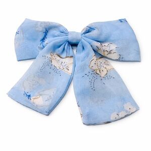 Blue Floral Hair Bow